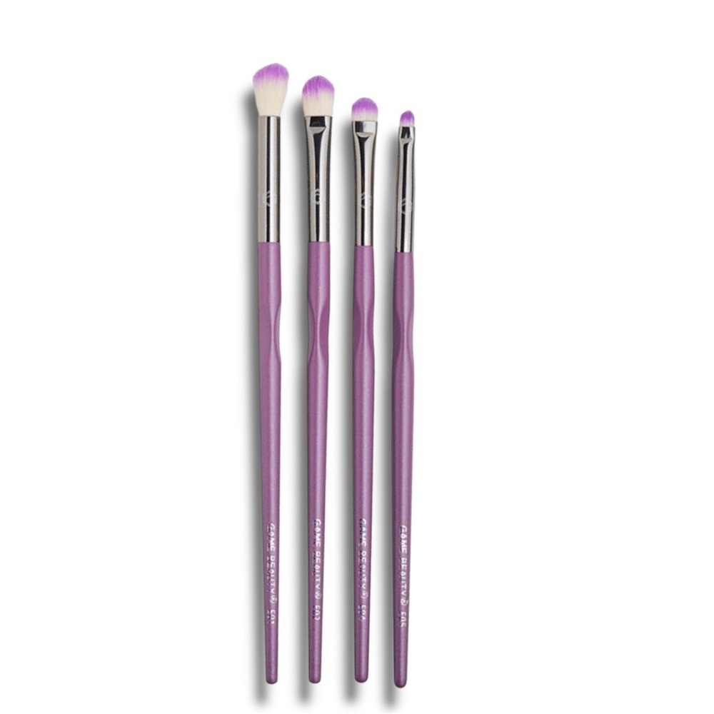 Game Beauty `Eyes On Me’ | 4 Essential Eyeshadow Brush Set Purple New